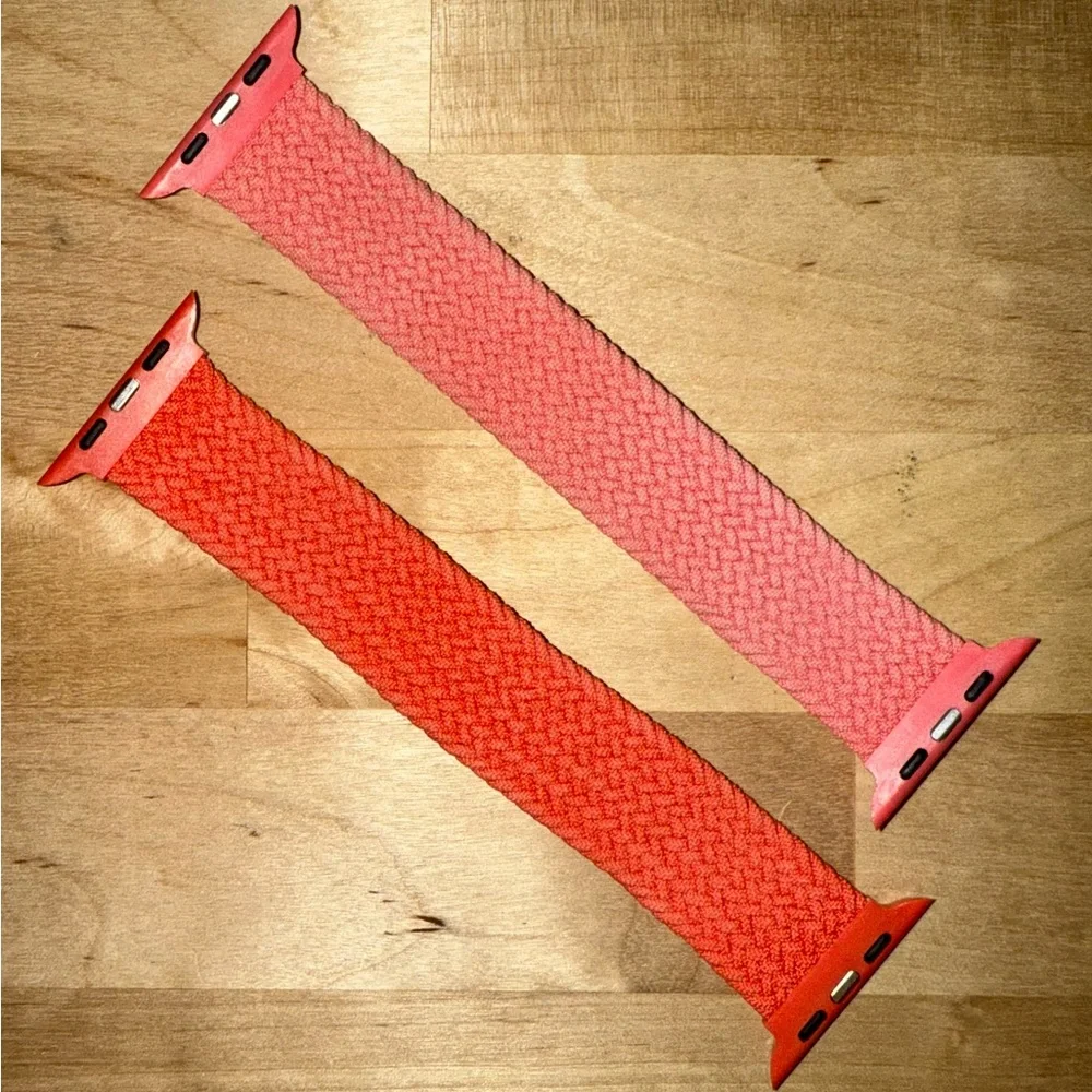 Braided Solo Loop Watch Bands in Light Pink and Coral